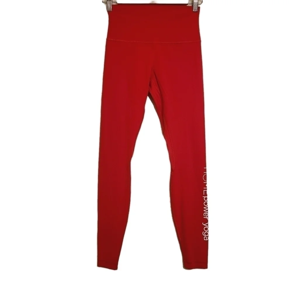 Lululemon | Women's Red High Waist Full Length Power Yoga Leggings (Size 6)